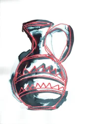 Vessel V, 2016 (pastel al óleo y tinte para tela sobre papel)