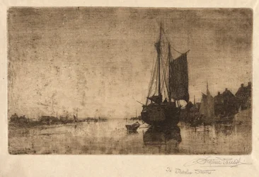 escena del río con barco