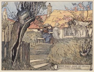 Ilustración para The Deserted Village de Oliver Goldsmith (litografía en color)