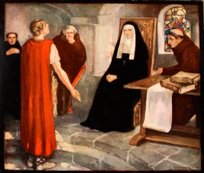 Santa Hilda de Whitby, ilustración de "The Mighty Army" de Winifred M. Letts, pub. 1912 (litografía en color)