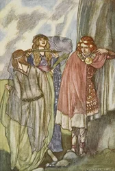Las hadas doncellas del cisne, ilustración de "Cuchulain, The Hound of Ulster", de Eleanor Hull (1860-1935)