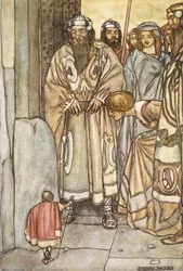 Todos salieron en tropel, señores y señoras, para ver al hombrecito, ilustración de 