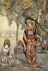 Hicieron un campamento y los cisnes les cantaron, ilustración de 