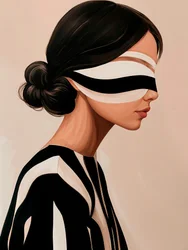 Elegante mujer con los ojos vendados