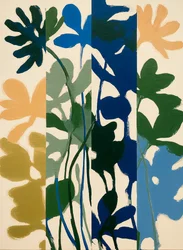 Bloques de color con motivos florales