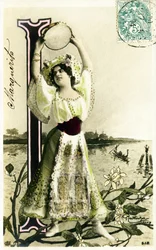 I: Mlle Fischer, artista de los años 1900 - Alfabeto en postal