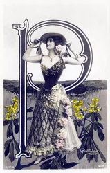 P: Mlle Lolita, artista de los años 1900 - alfabeto en postal