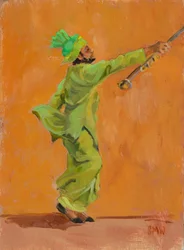 Bailarina verde india con chimta