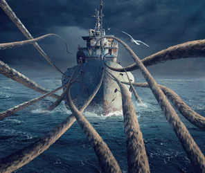Ataque del Kraken a un barco