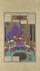 Zal consulta a los magos, Folio 73v del Shahnama Libro de los Reyes
