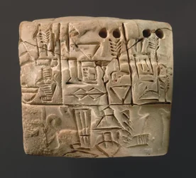 Tabla cuneiforme que muestra cuentas de distribución de cebada, c.3000 a.C.