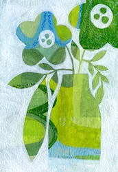 Jarrón floral abstracto en verde
