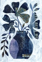 Collage floral azul