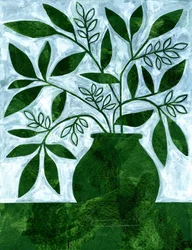 Naturaleza muerta con plantas verdes