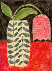 Tulipán rojo en un jarrón moderno