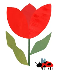 Tulipán rojo y mariquita