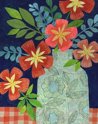 Flores en un jarrón de colores vivos