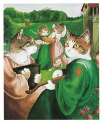 Ilustración de Gatos prerrafaelitas (pub. 1999)