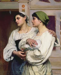 Mujeres italianas en la iglesia (óleo sobre lienzo)