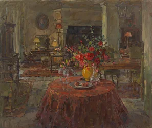 Gran salón con rosas rojas