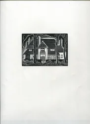 La casa en el bosque (grabado en madera)