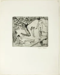 Mujer y niño al borde del agua