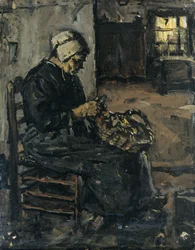 Campesina pelando patatas