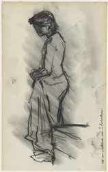 Boceto de un paisaje con carro