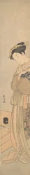 Una oiran sosteniendo un perro negro, ca. 1769