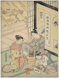 Hojas de arce quemándose para calentar sake