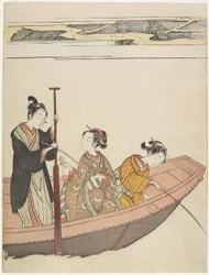 Pescando cerca del santuario Mimeguri en el río Sumida, c. 1767
