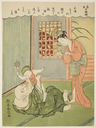 Hotei, de la serie "Los siete dioses de la buena suerte en la vida moderna (Ukiyo shichi fukujin)"