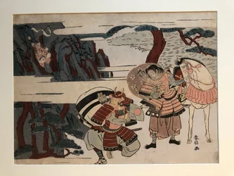 Kumagai Naozane captura a Taira no Atsumori en Ichi-no-tani