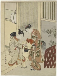 Amantes Sirviendo Sake a un Gallo, c. 1767