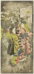 Ono no Komachi junto a la cascada (Shimizu), de la serie Los siete aspectos de moda de Komachi (Furyu yatsushi nana Komachi)
