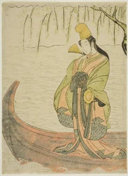 Bailarina Shirabyoshi de pie en el Barco Asazuma