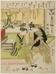 Sumirena: La amante de Yojiya (Yojiya musume, Sumirena), de la serie "Bellezas del mundo flotante comparadas con flores (Ukiyo bijin hana ni yosu)"