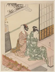 La campana vespertina del reloj (Tokei no bansho), de la serie "Ocho vistas del salón (Zashiki hakkei)"