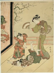 El combate de lucha (parodia de Ushikawamaru y Benkei)