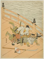 Ushiwakamaru y Benkei luchando en el Puente Gojo