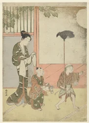 Mujer y niños pequeños jugando