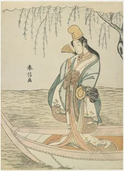 Mujer en un barco Asazuma en la apariencia de Shirabyoshi, c. 1767