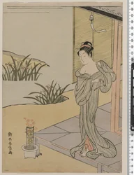 Joven mujer mirando una maceta de claveles, c.1767
