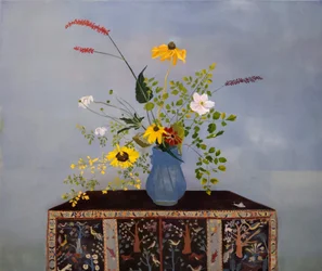 Flores de octubre en una caja persa, 2022 (óleo sobre lino)