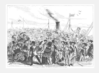Margate, llegada del barco de los maridos, 1856