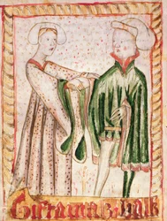Un matrimonio, de los Códigos de Ley Nacional de Magnus Eriksson (1319-64) c.1450
