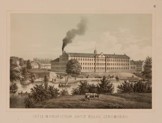Fábrica de algodón, Stromsbro, Suecia, c.1840