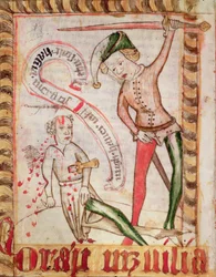 Crimen, de los Códigos Jurídicos Nacionales de Magnus Eriksson (1319-64), h. 1450