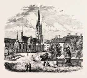 Iglesia de Riddarholmen, Riddarholmskyrka, Estocolmo, Suecia (grabado)