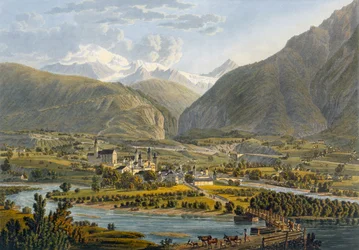 Brig en el Ródano, Alpes berneses, Suiza, 1819